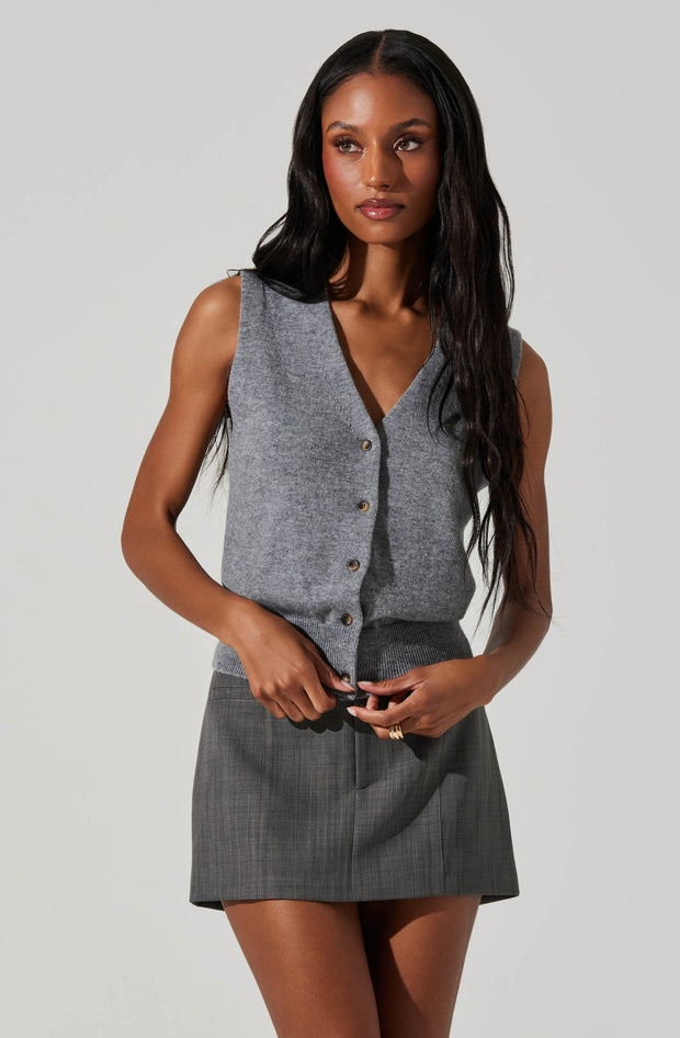 ASTR THE LABEL Eira Buttoned Sweater Vest-The Shop Laguna Beach