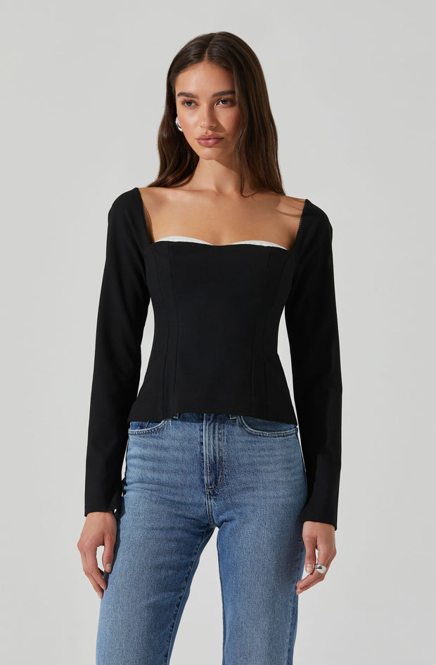 ASTR THE LABEL Whitley Peekaboo Contrast Top-The Shop Laguna Beach