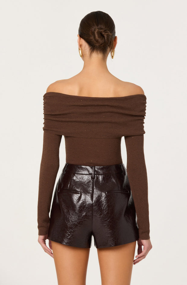 ASTR THE LABEL Kylin Rhinestone Off-Shoulder Knit Top-The Shop Laguna Beach