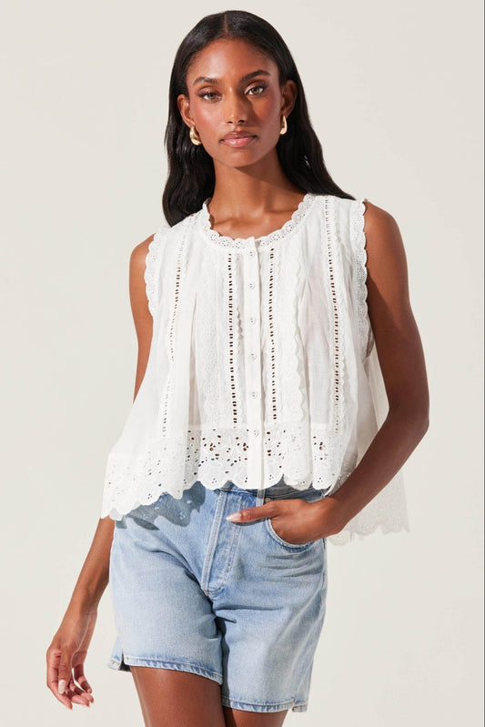 ASTR THE LABEL Alisa Eyelet Tank-The Shop Laguna Beach