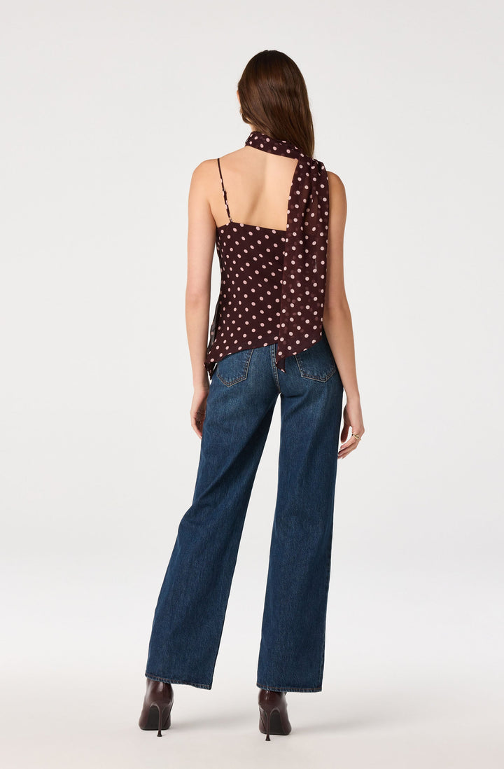 ASTR THE LABEL Adrie Asymmetrical Chiffon Scarf Top