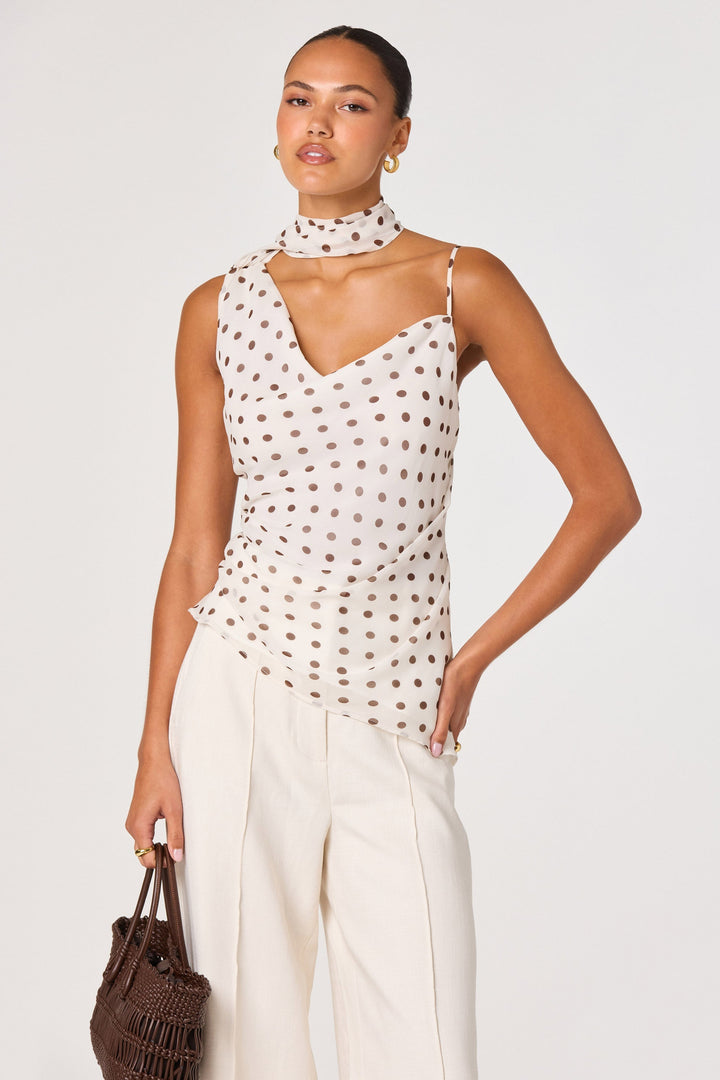 ASTR THE LABEL Adrie Asymmetrical Chiffon Scarf Top-The Shop Laguna Beach