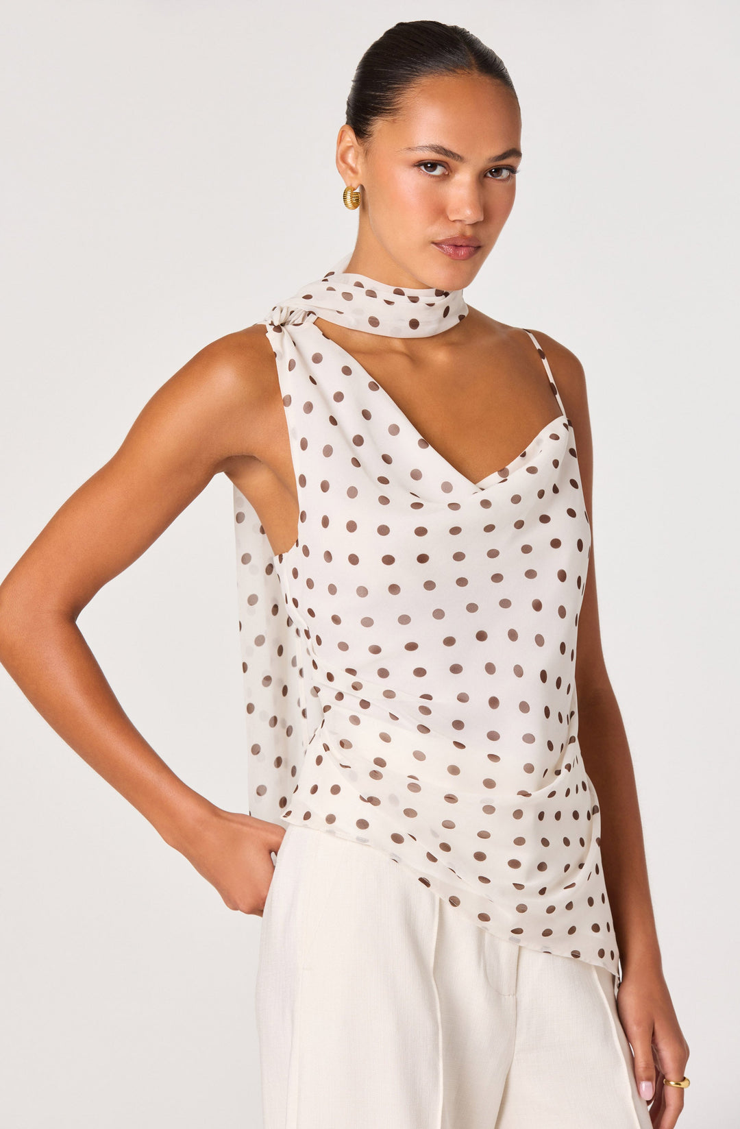 ASTR THE LABEL Adrie Asymmetrical Chiffon Scarf Top-The Shop Laguna Beach