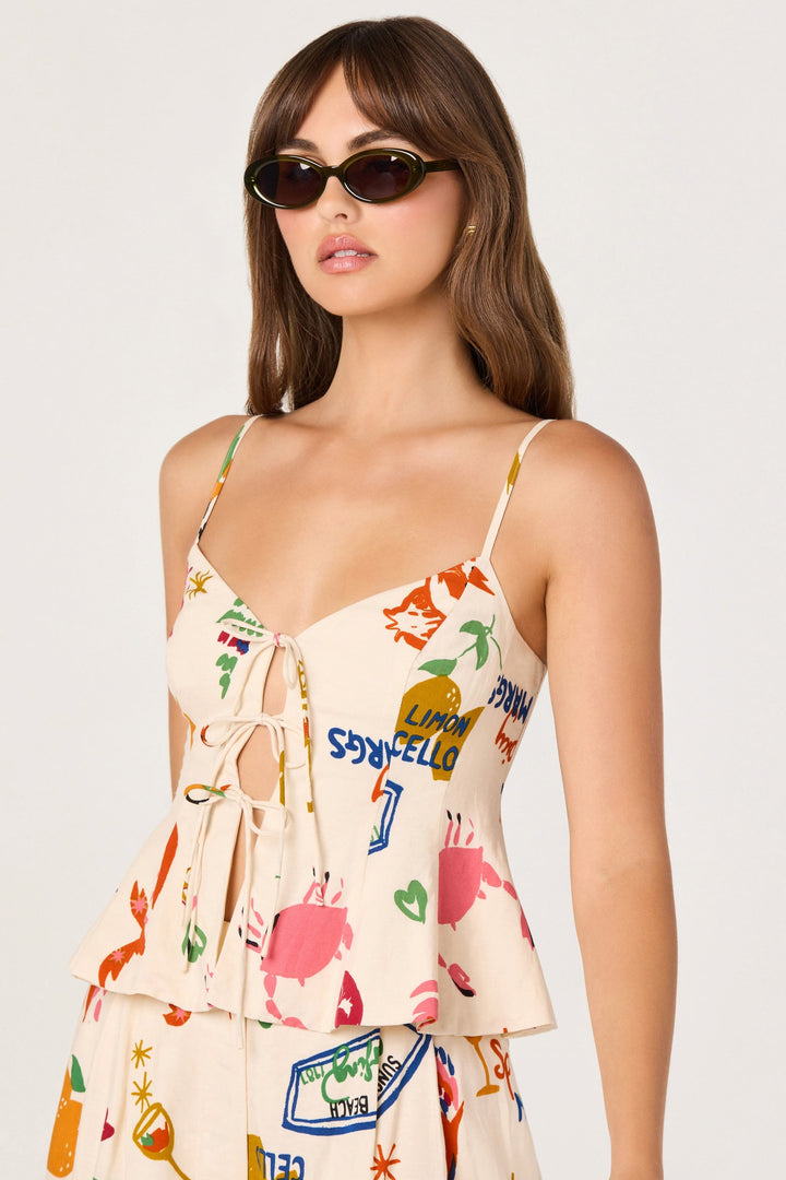 ASTR THE LABEL Alma Printed Tie Top-The Shop Laguna Beach
