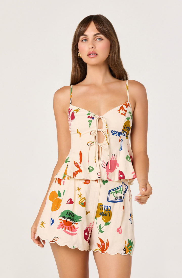 ASTR THE LABEL Alma Printed Tie Top-The Shop Laguna Beach
