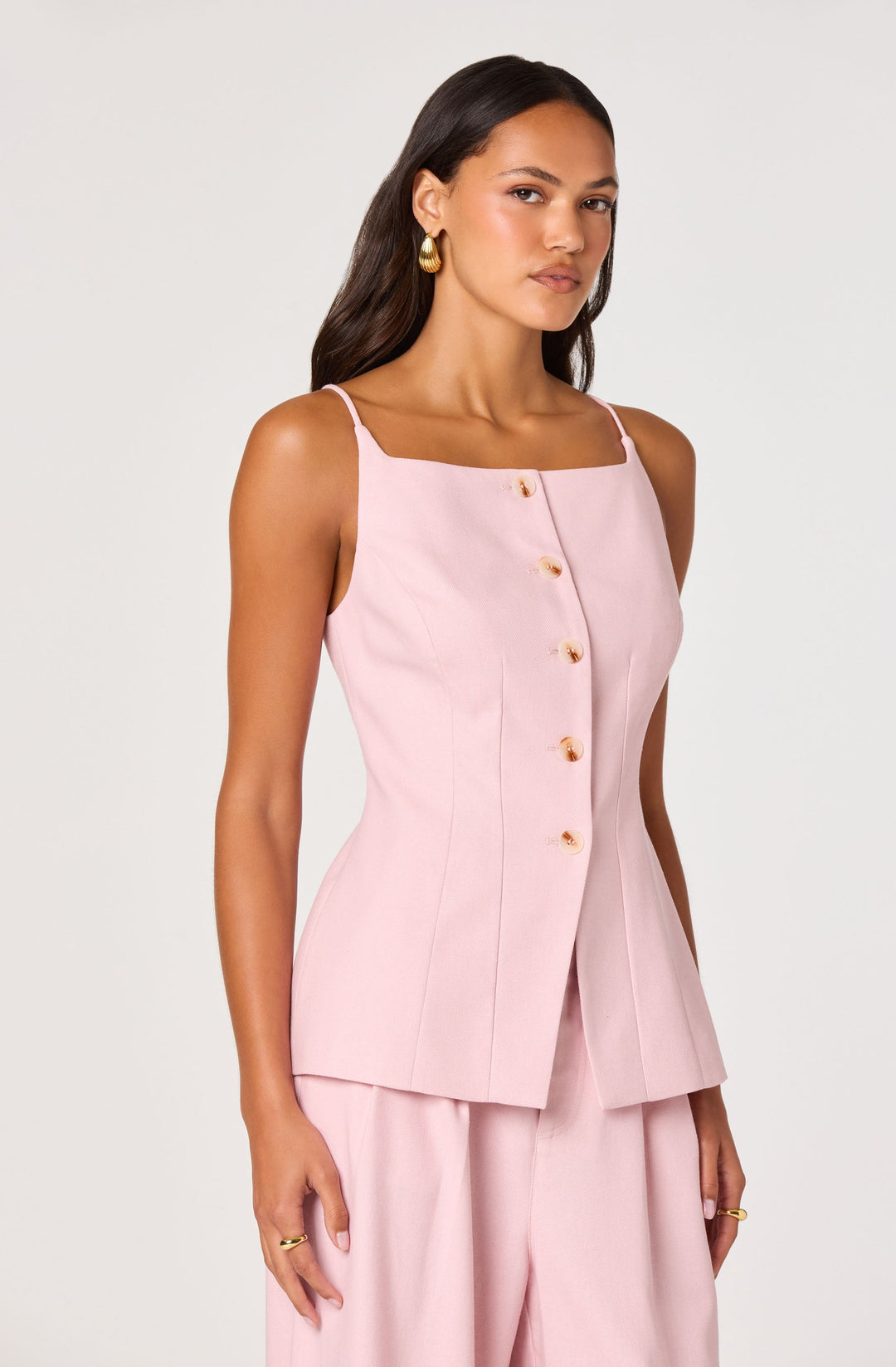 ASTR THE LABEL Neha Linen Buttoned Longline Top-The Shop Laguna Beach