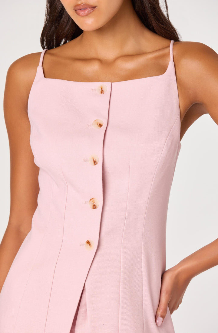 ASTR THE LABEL Neha Linen Buttoned Longline Top-The Shop Laguna Beach