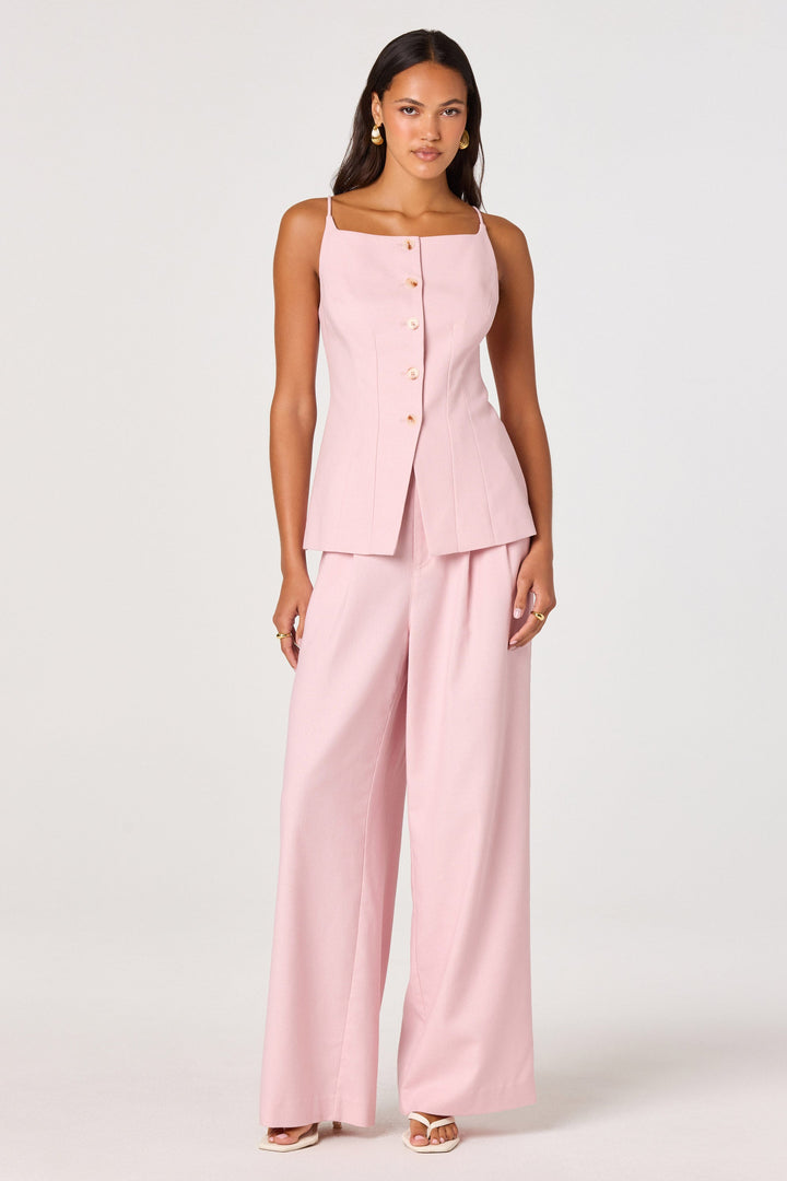 ASTR THE LABEL Neha Linen Buttoned Longline Top-The Shop Laguna Beach