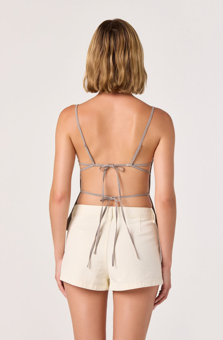 ASTR THE LABEL Nora Gingham Open-Back Tank