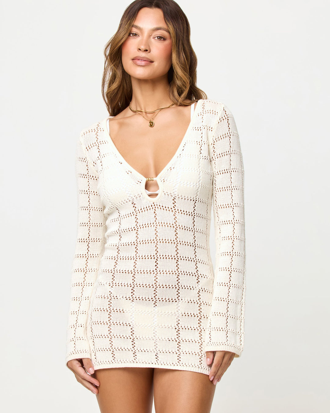 LSPACE Jessa Crochet Knit Mini Dress-The Shop Laguna Beach