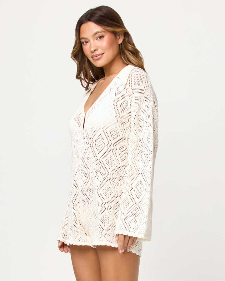 LSPACE X THE SALTY BLONDE Golden Daze Crochet-Knit Romper-The Shop Laguna Beach