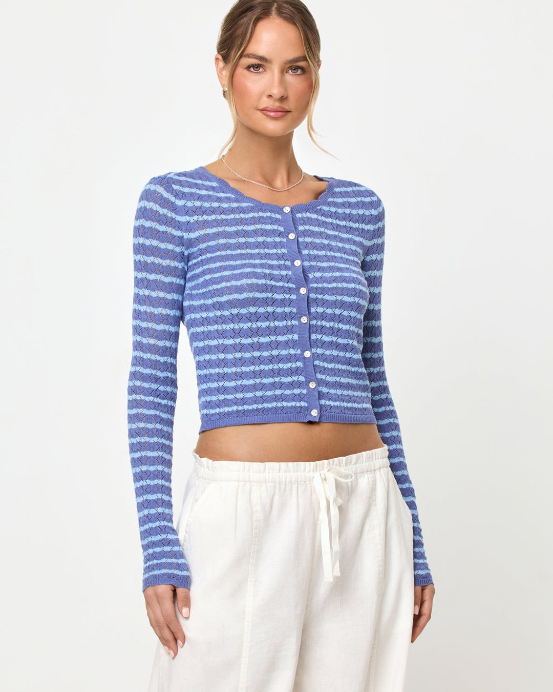 LSPACE Rosalie Crop Stripe Cardigan