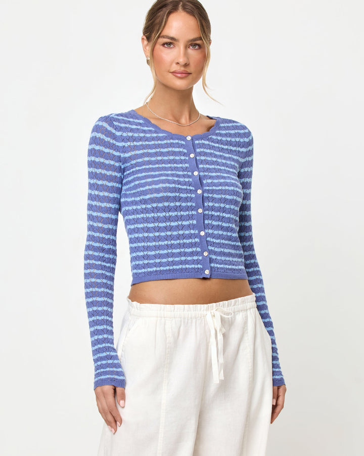 LSPACE Rosalie Crop Stripe Cardigan