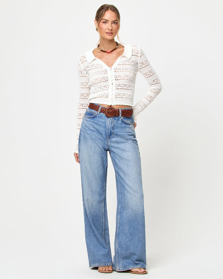 LSPACE Leighton Crochet Crop Sweater - More Colors Available