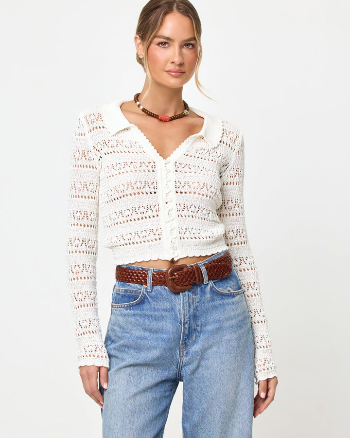 LSPACE Leighton Crochet Crop Sweater - More Colors Available