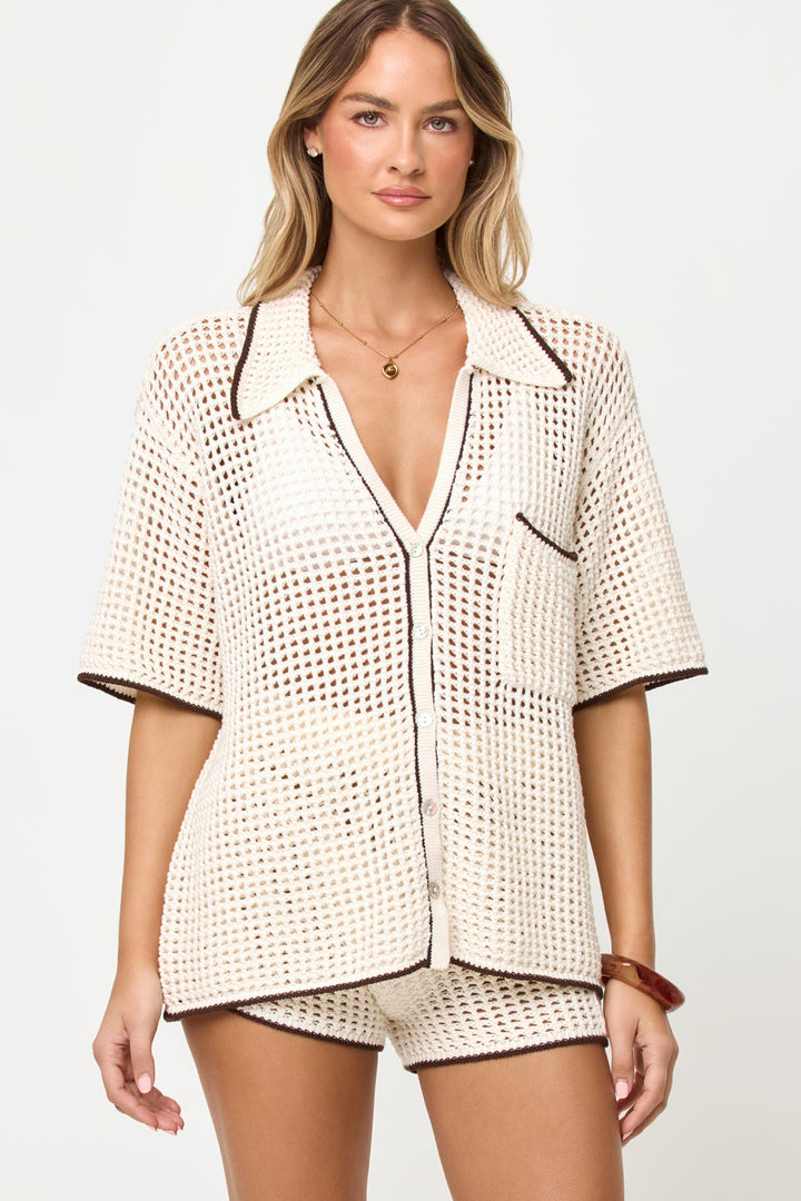 LSPACE X THE SALTY BLONDE Scout Open-Knit Shirt-The Shop Laguna Beach