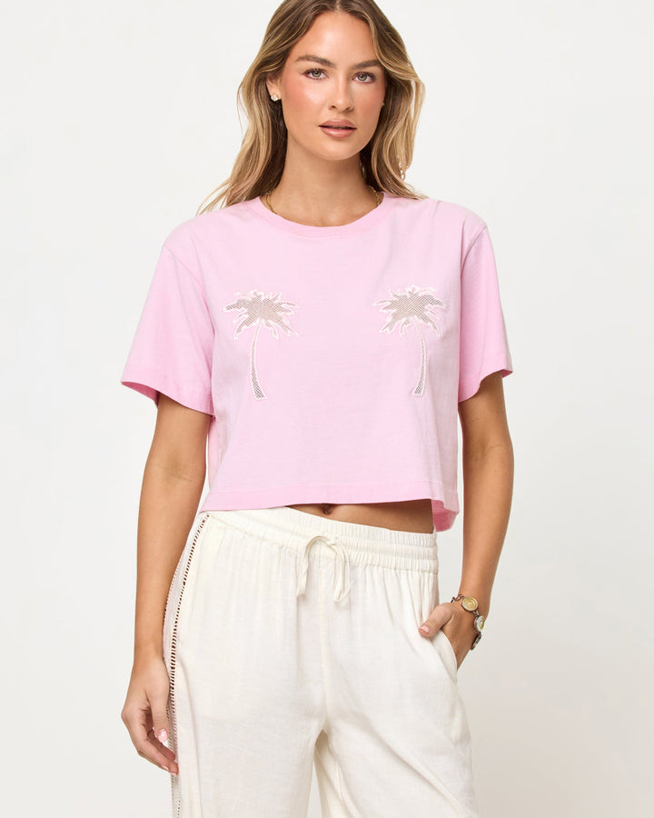 LSPACE Core Crochet Graphic Tee - More Colors Available-The Shop Laguna Beach