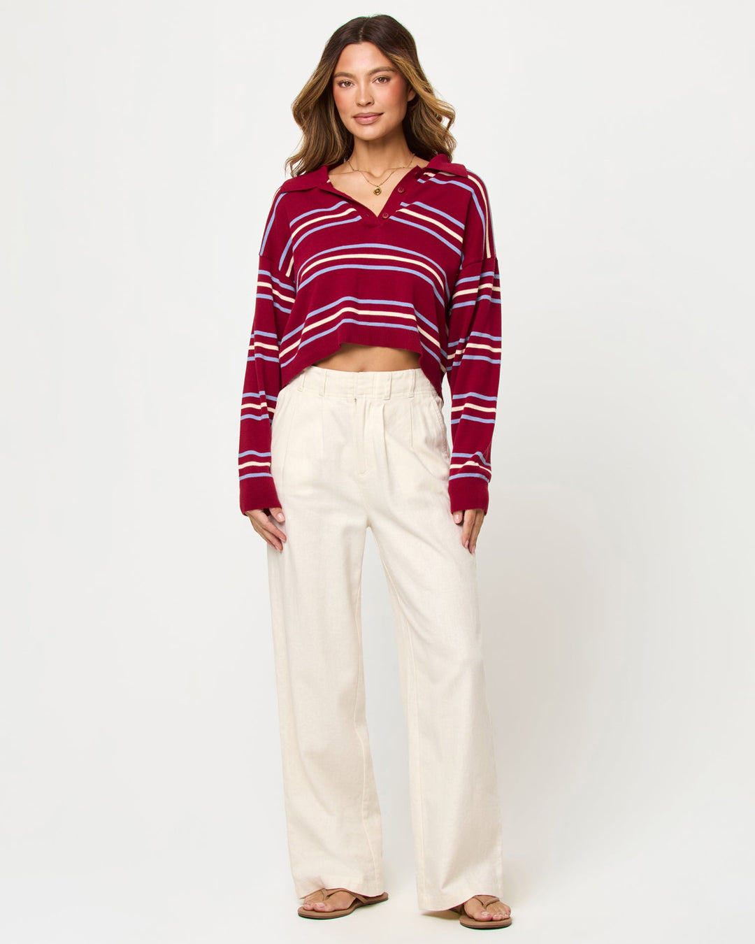 LSPACE Dalton Stripe Collared Sweater