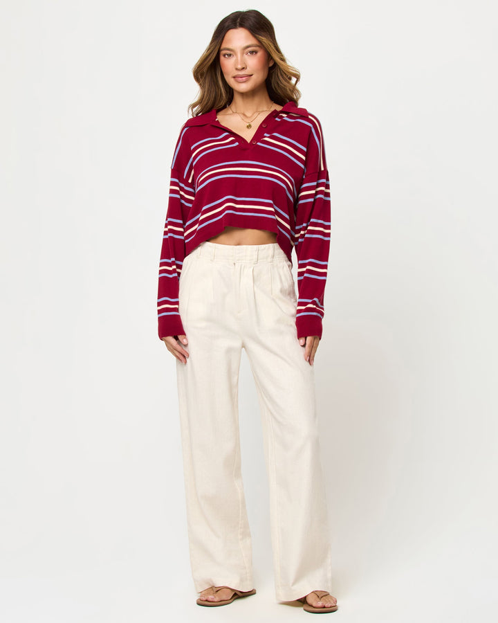 LSPACE Dalton Stripe Collared Sweater