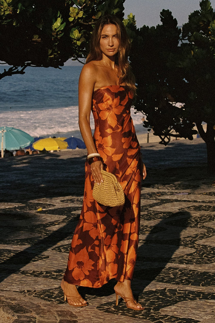 LSPACE Spring in Love Strapless Satin Maxi Dress