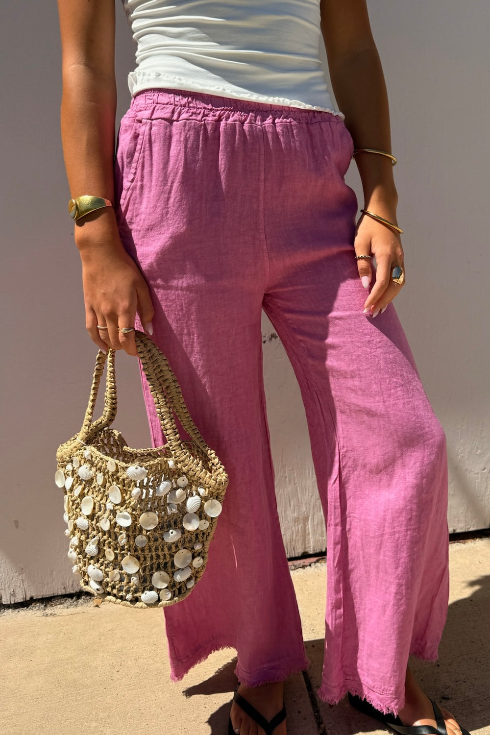 KEEN THE LABEL Lillian Frayed Linen Pant-The Shop Laguna Beach