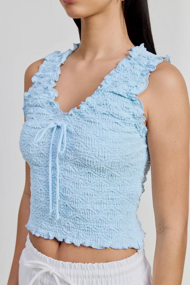 KEEN THE LABEL Nola Ruffle Crop Tank-The Shop Laguna Beach