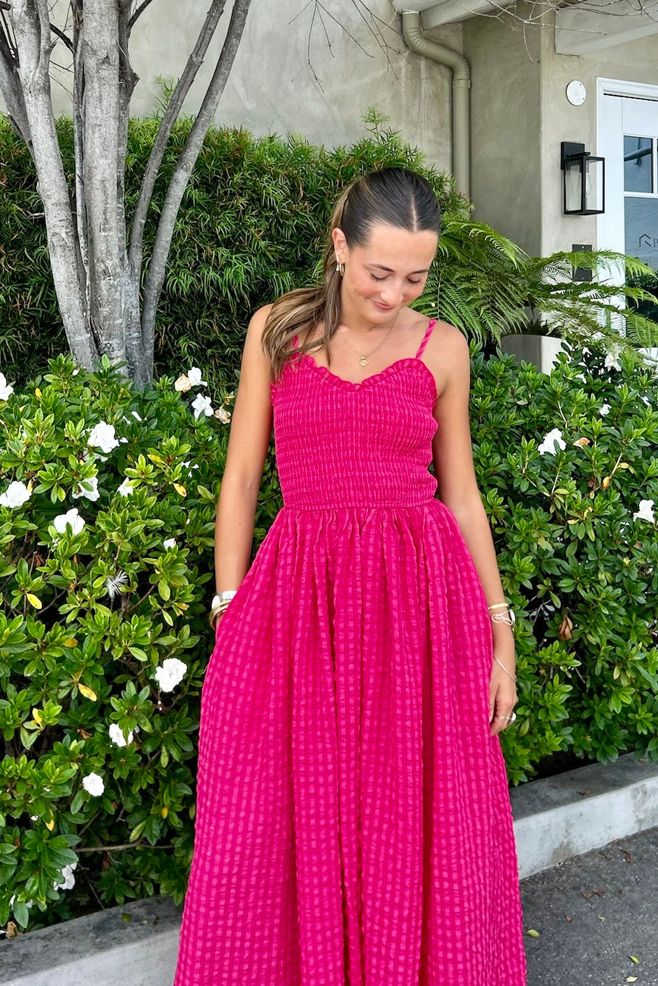 KEEN THE LABEL Della Gingham Midi Dress-The Shop Laguna Beach