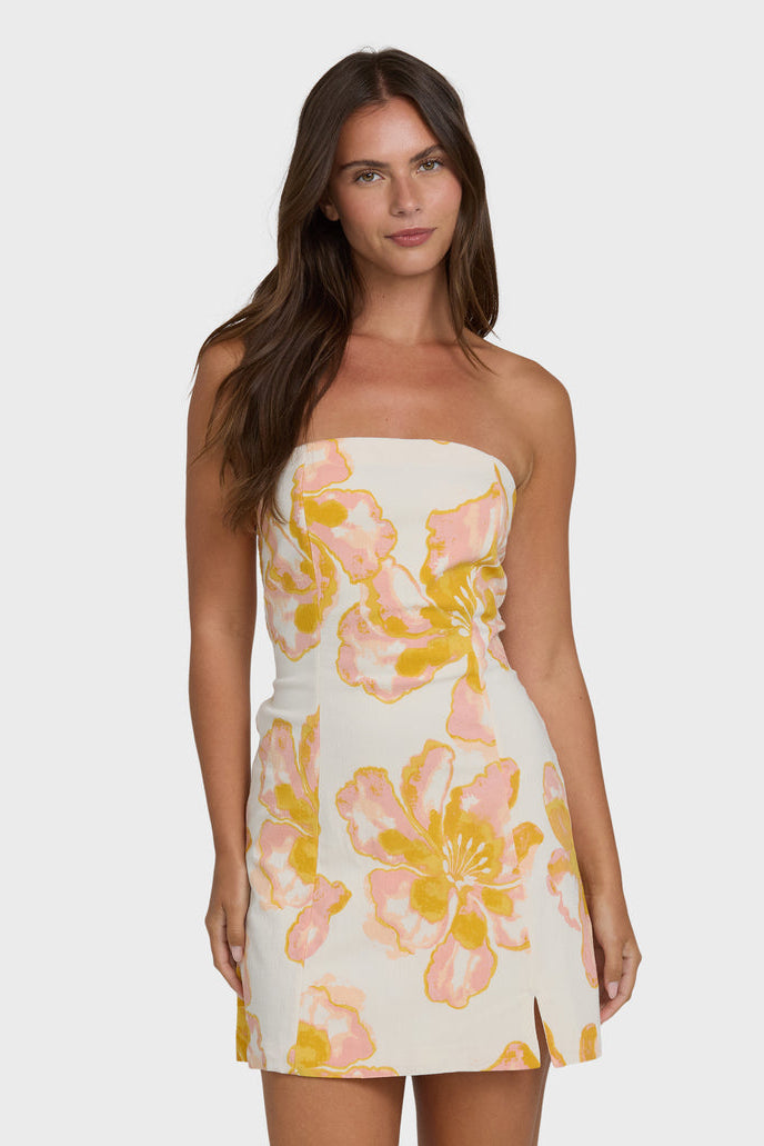 BILLABONG Floral Trippin Strapless Mini Dress-The Shop Laguna Beach