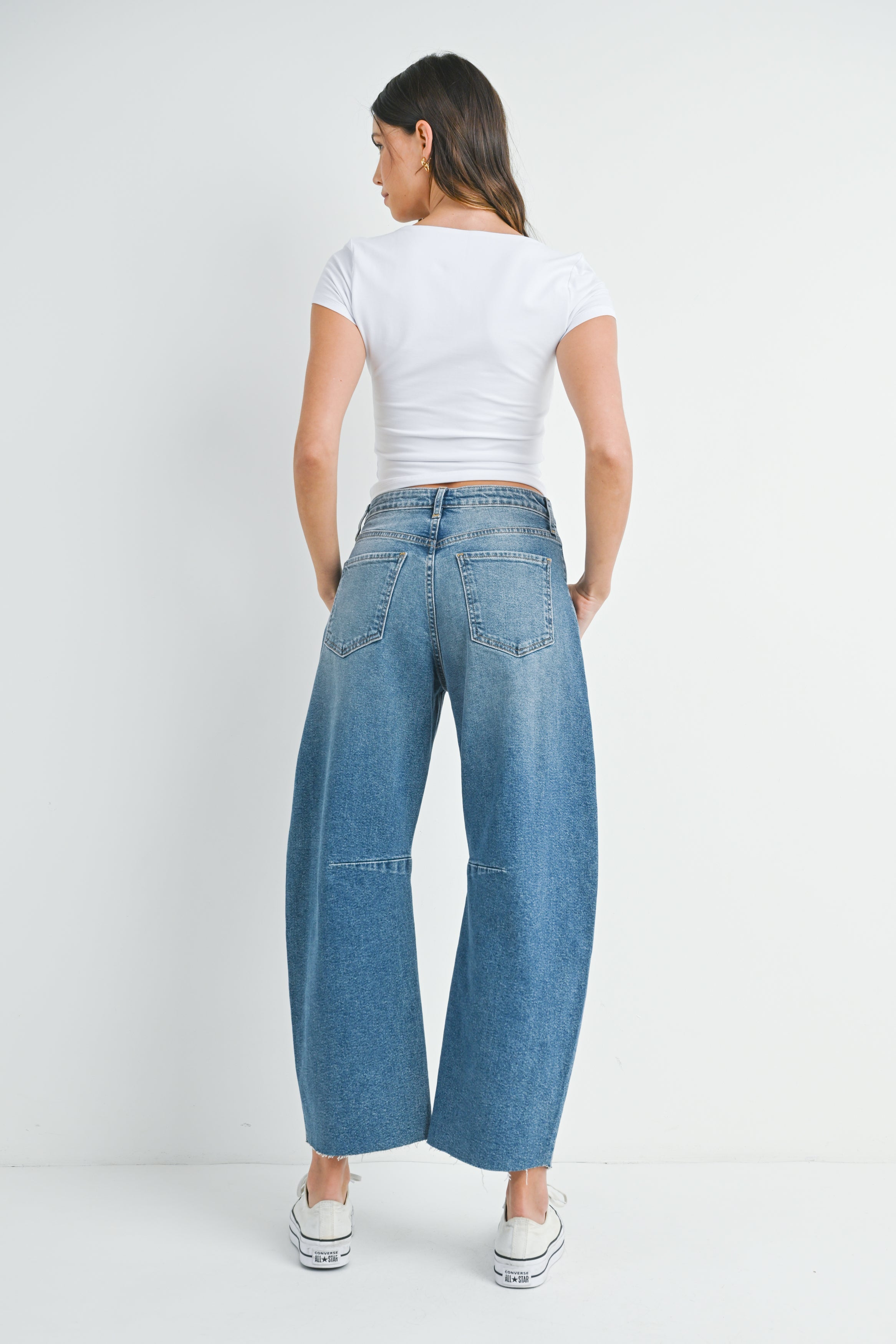 JUST BLACK Barrel Jean w/ Seams • Medium Wash | The Shop Laguna Beach