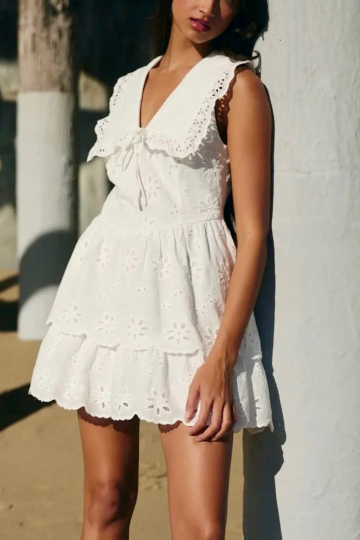 KEEN THE LABEL Rowe Collared Eyelet Mini Dress-The Shop Laguna Beach
