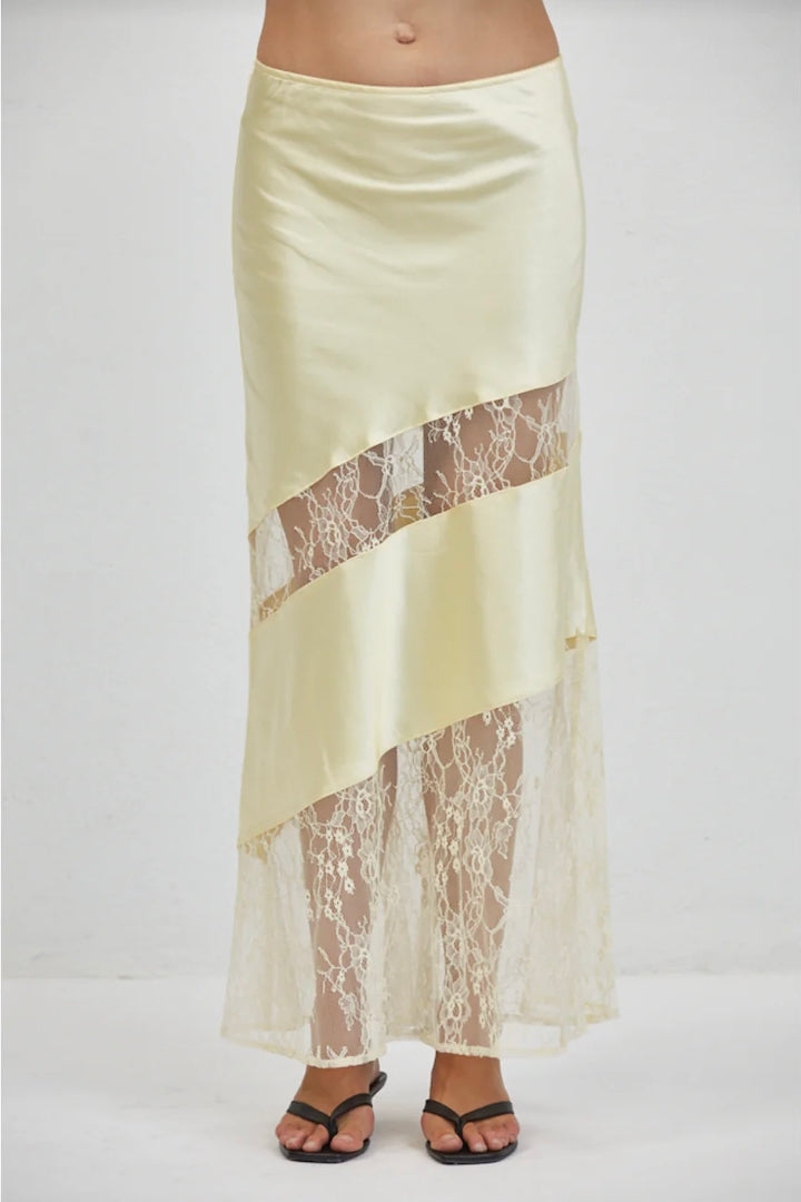 A. REN Sabrin Lace Inset Midi Skirt-The Shop Laguna Beach