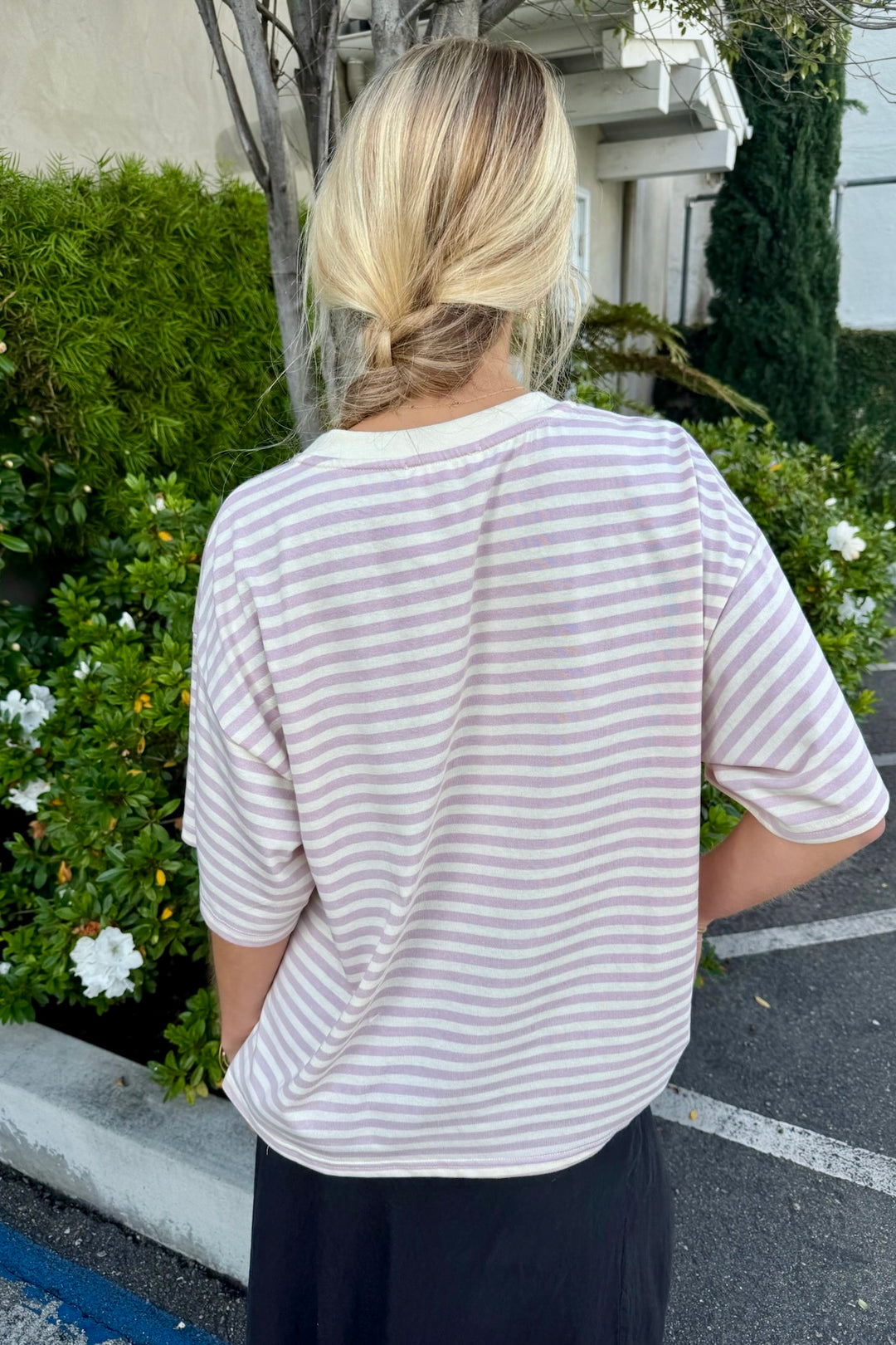 KEEN THE LABEL Katya Oversized Stripe Boxy Tee-The Shop Laguna Beach