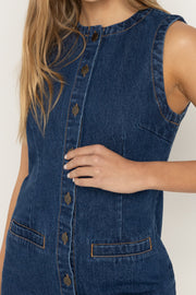 RHYTHM Gia Buttoned Denim Dress-The Shop Laguna Beach