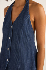 RHYTHM Pinstripe Denim Halter Vest-The Shop Laguna Beach