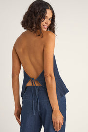 RHYTHM Pinstripe Denim Halter Vest-The Shop Laguna Beach