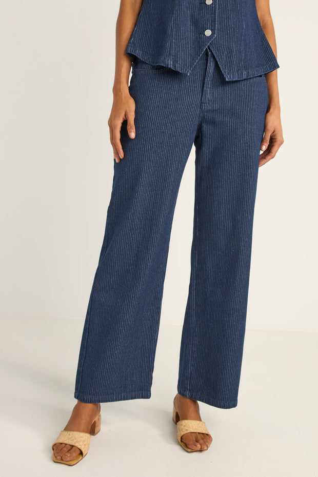 RHYTHM Pinstripe Mid-Rise Denim Pant-The Shop Laguna Beach