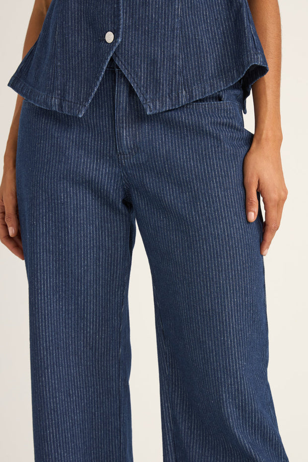 RHYTHM Pinstripe Mid-Rise Denim Pant-The Shop Laguna Beach