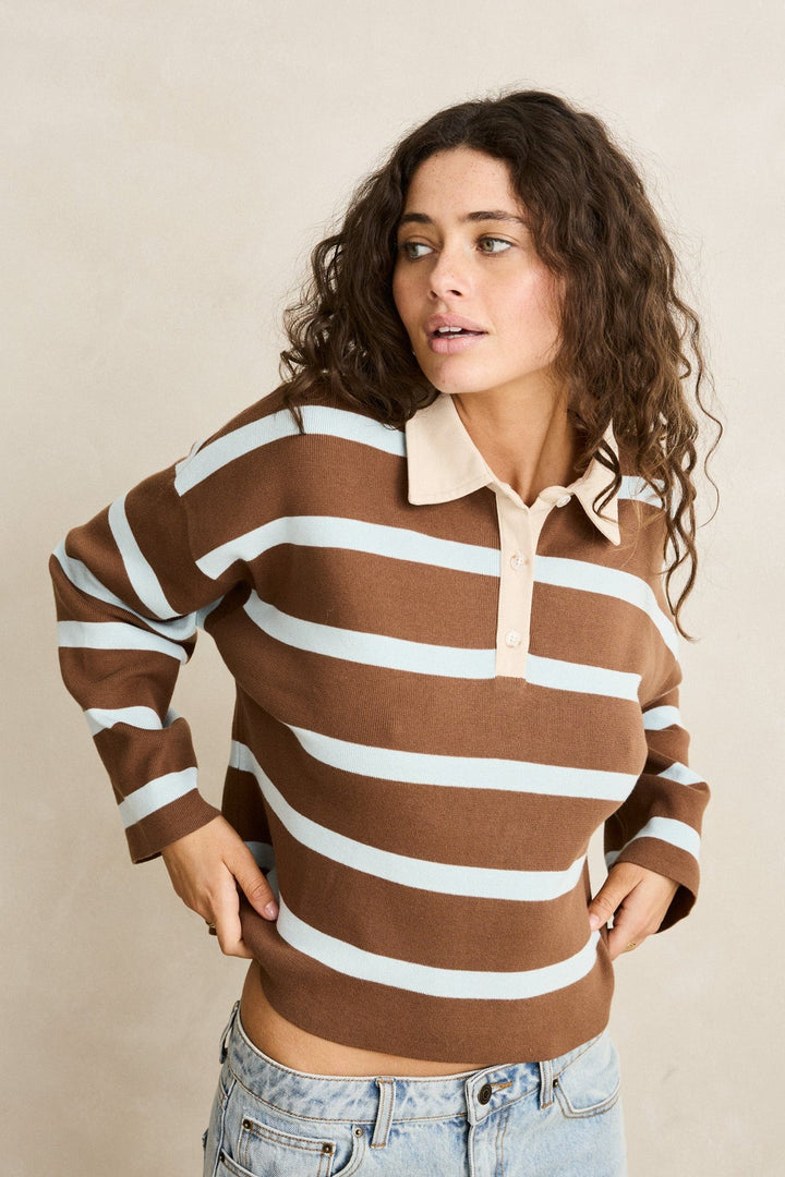RHYTHM Rugby Polo Stripe Sweater-The Shop Laguna Beach