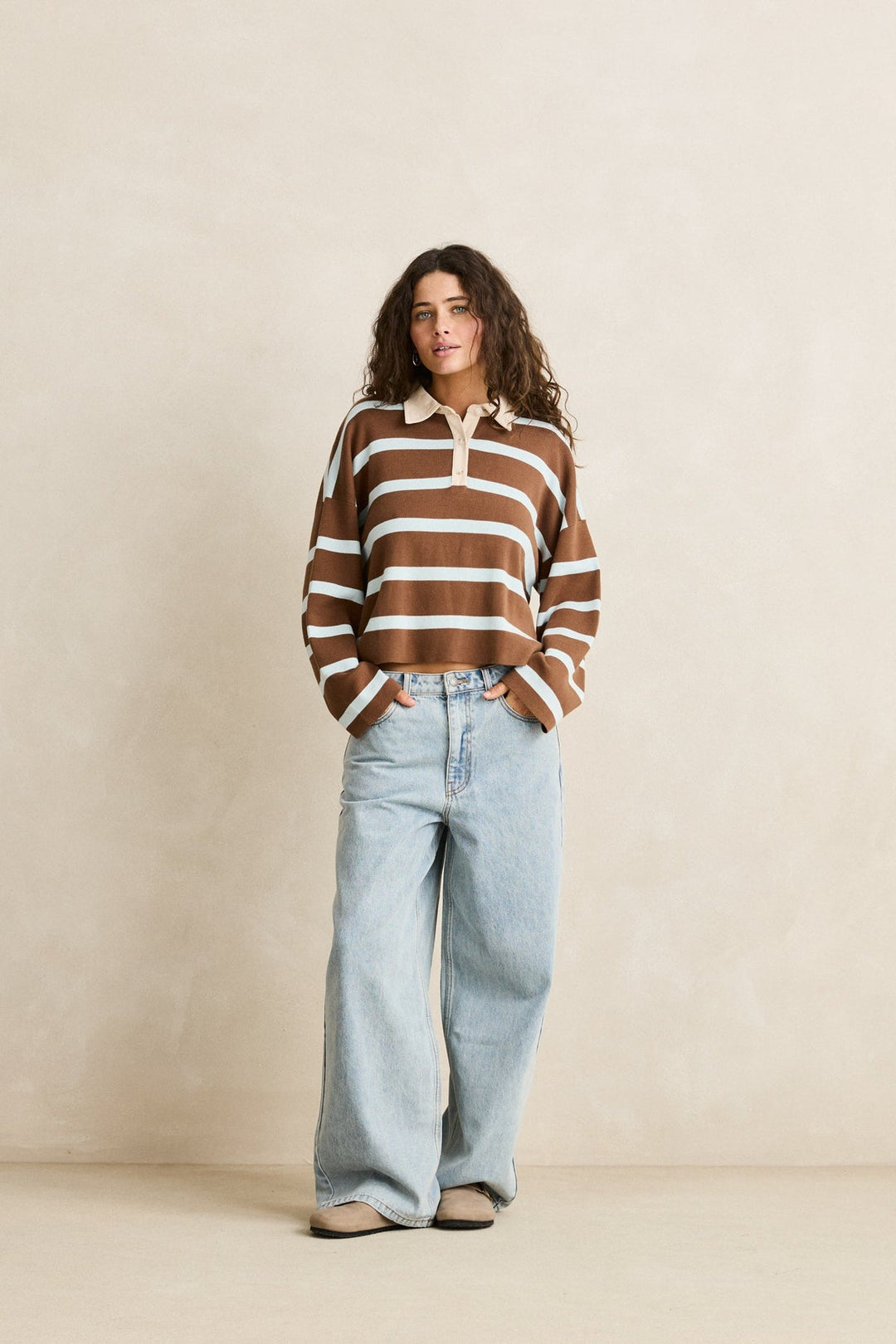 RHYTHM Rugby Polo Stripe Sweater-The Shop Laguna Beach