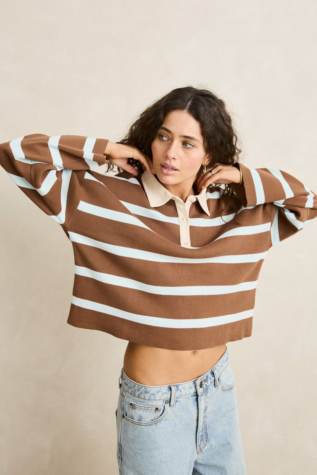 RHYTHM Rugby Polo Stripe Sweater-The Shop Laguna Beach