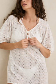 RHYTHM Lucie Eyelet Mini Dress-The Shop Laguna Beach