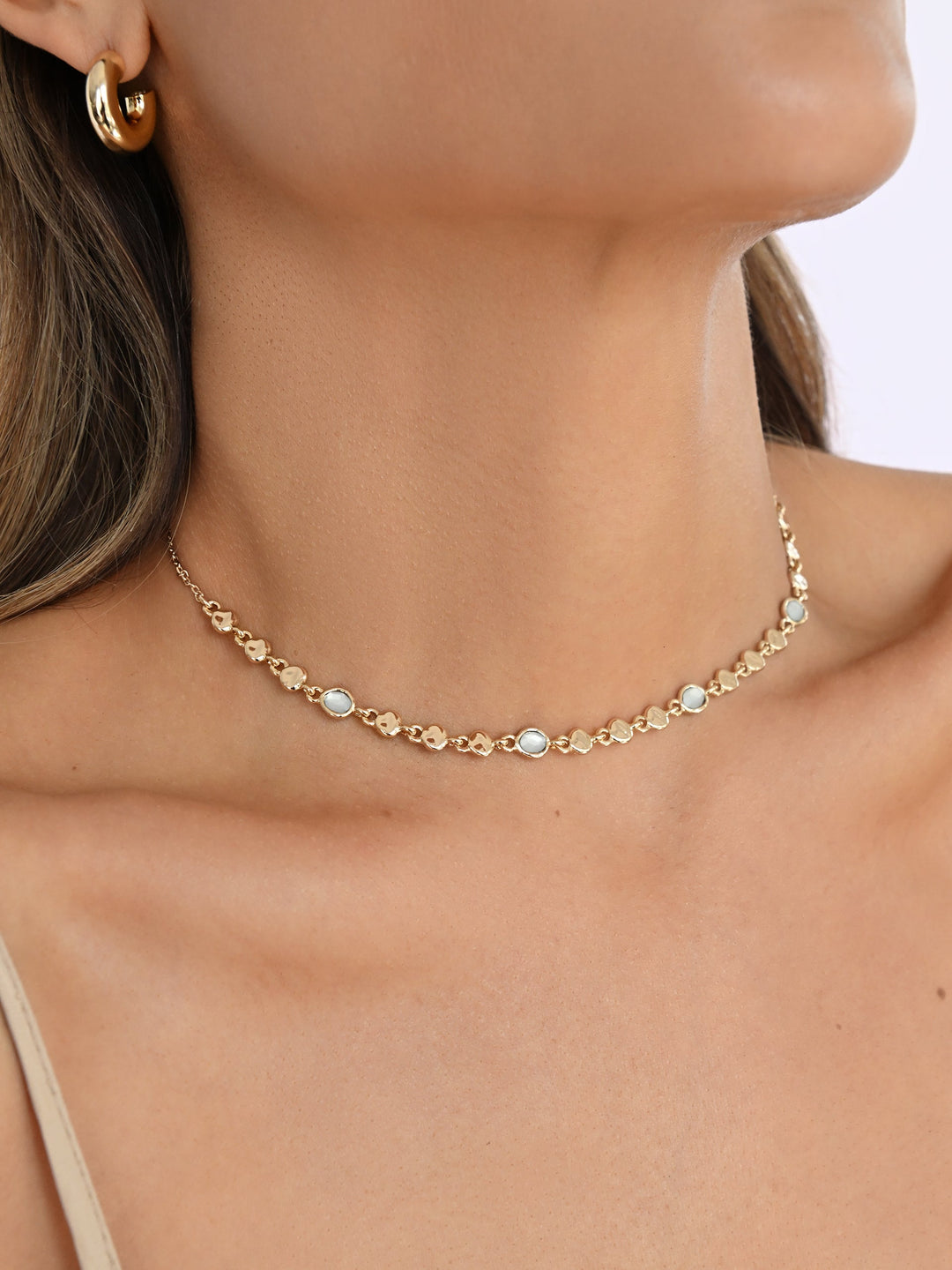 ETTIKA Sea Siren 18K Gold-Plated Choker - Seafoam-The Shop Laguna Beach