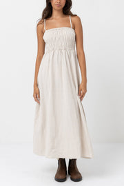 RHYTHM Classic Shirred Midi Dress-The Shop Laguna Beach