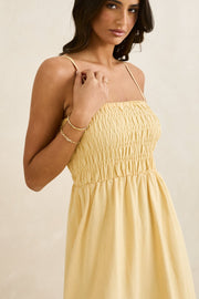 RHYTHM Classic Shirred Linen Midi Dress-The Shop Laguna Beach