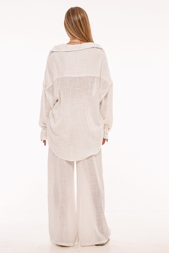 INDAH Como Solid Woven Top-The Shop Laguna Beach