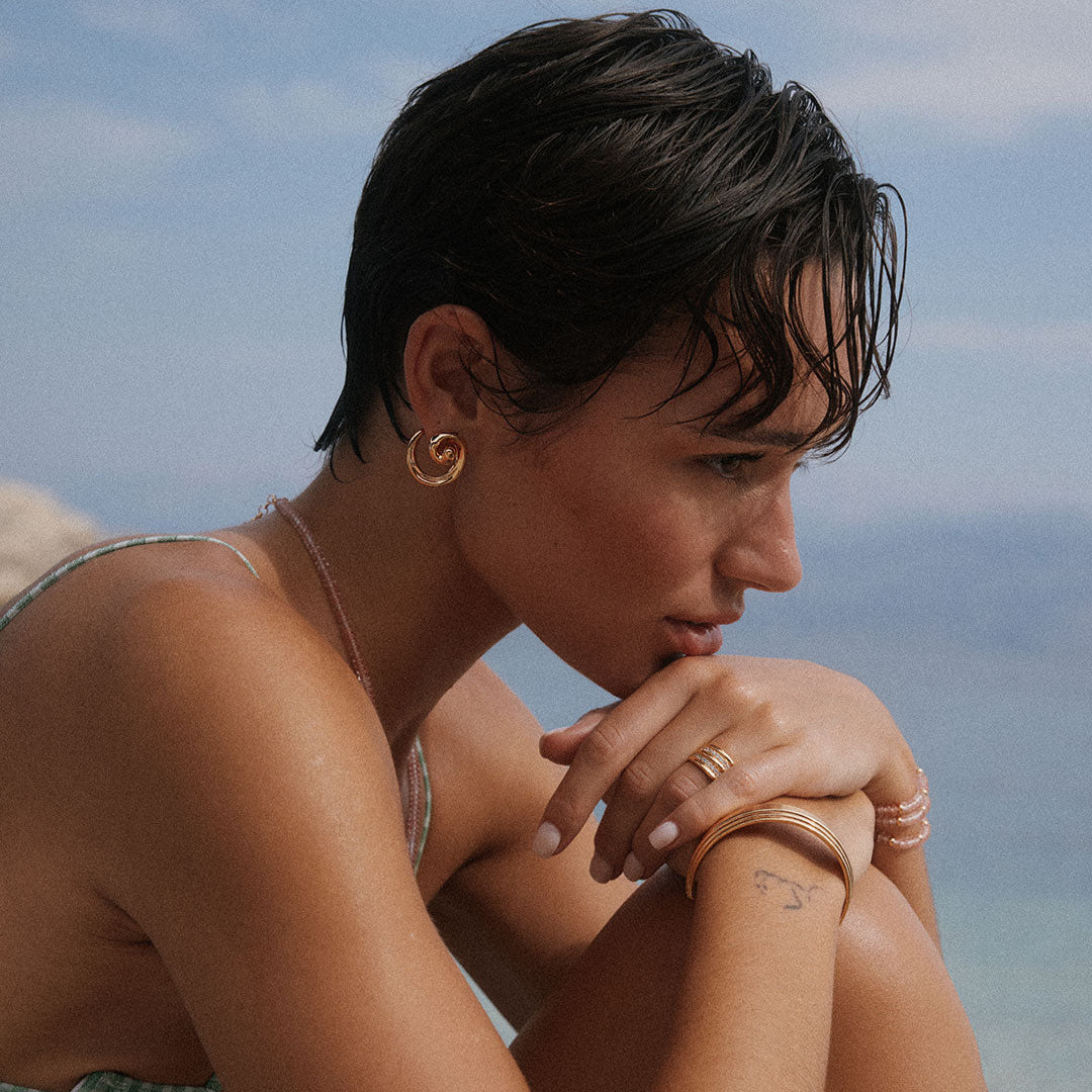 LUV AJ Seashell Coil Studs-The Shop Laguna Beach