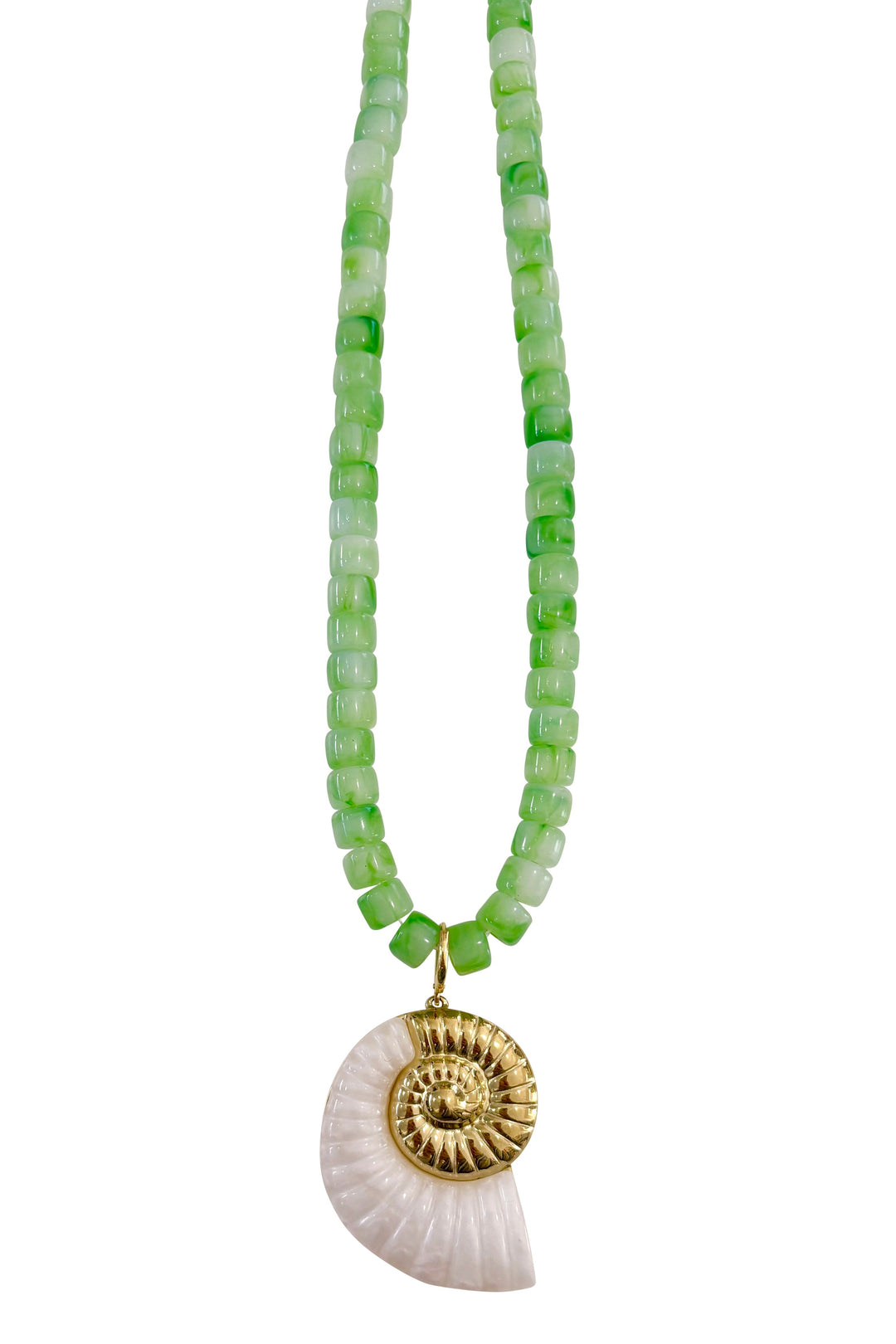 GEMELLI Camila Beaded Shell Necklace - Green-The Shop Laguna Beach