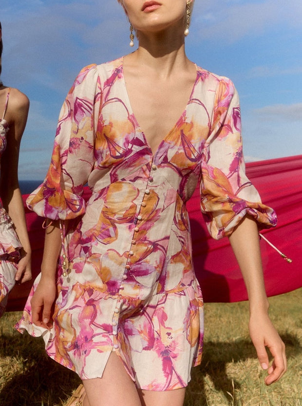 KIVARI Nadia Floral Mini Dress-The Shop Laguna Beach