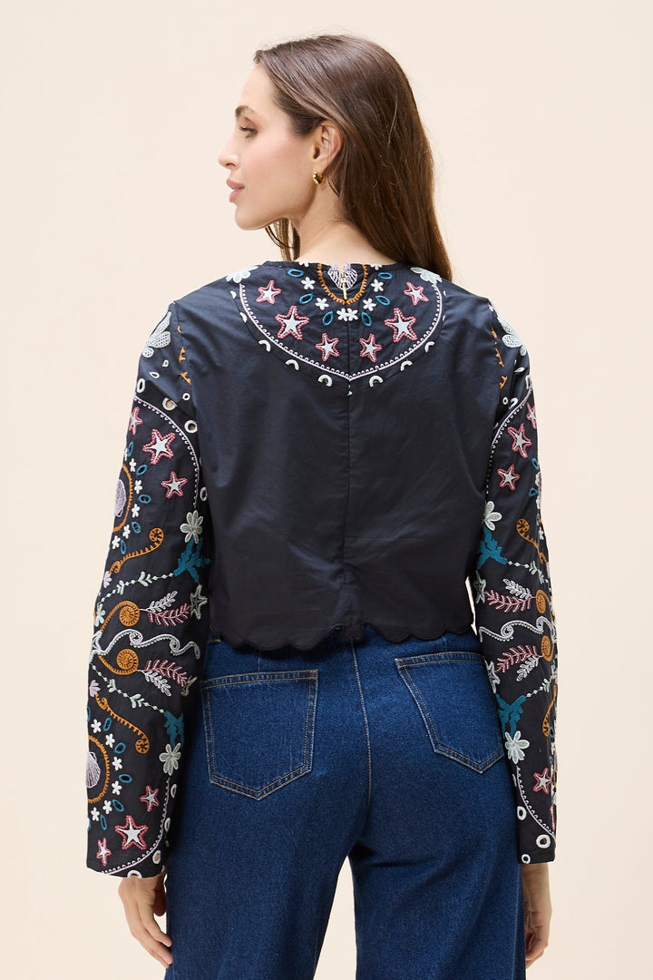 CLEOBELLA Leela Embroidered Long Sleeve Top-The Shop Laguna Beach