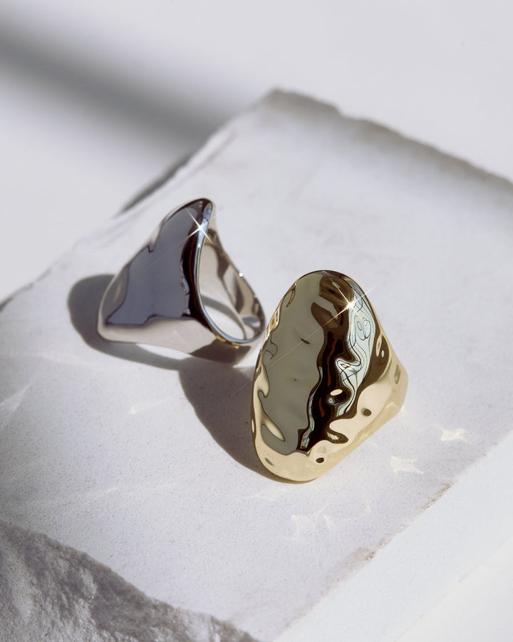 LUV AJ Liquid Metal Statement Ring - Gold & Silver Available-The Shop Laguna Beach